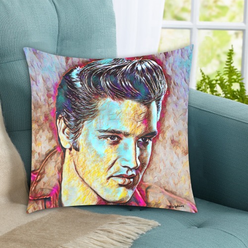 The King. Elvis Presley Custom Zippered Pillow Cases 18"x18" (Two Sides)