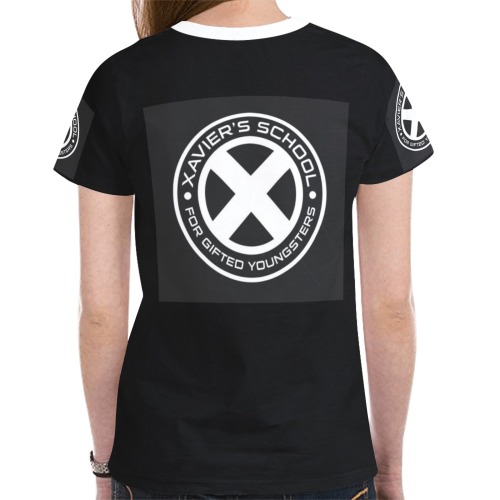 DIONIO Clothing - Ladies' Black Xavier T-Shirt New All Over Print T-shirt for Women (Model T45)