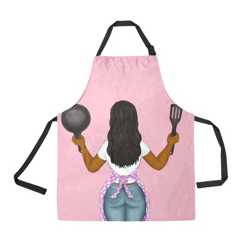 cooking-girl-dark-skin apron All Over Print Apron