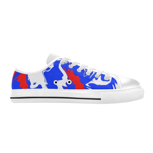 Patriotic Swirls of Red, White and Blue Women's Classic Canvas Shoes (Model 018)