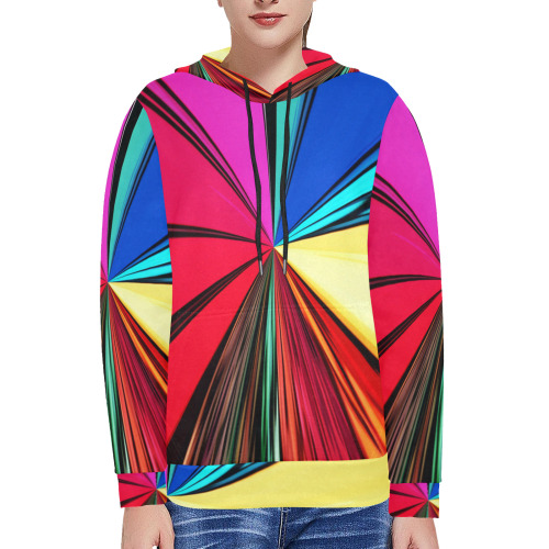 Colorful Rainbow Vortex 608 Women's Long Sleeve Fleece Hoodie (Model H55)