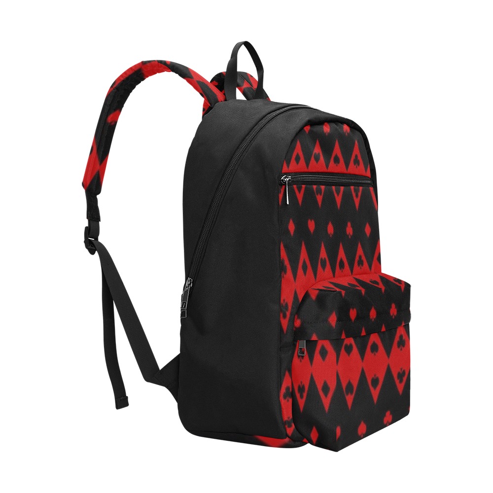 Black Red Play Card Shapes Large Capacity Travel Backpack (Model 1691)