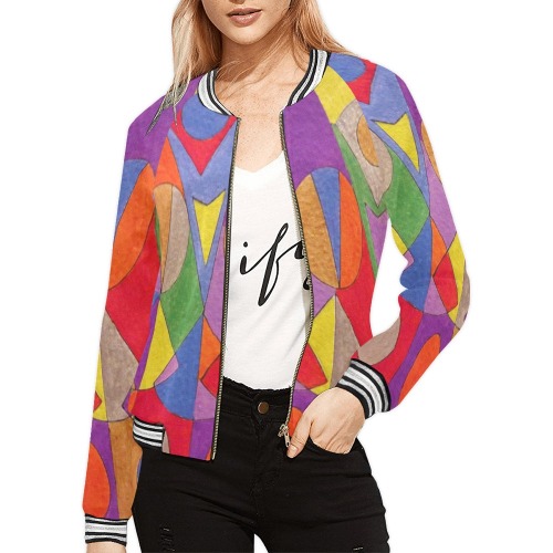 Abstract Acrylic 1 All Over Print Bomber Jacket for Women (Model H21)
