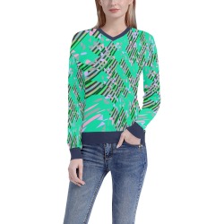 Flowing Green and Pink Abstract Women's All Over Print V-Neck Sweater (Model H48)