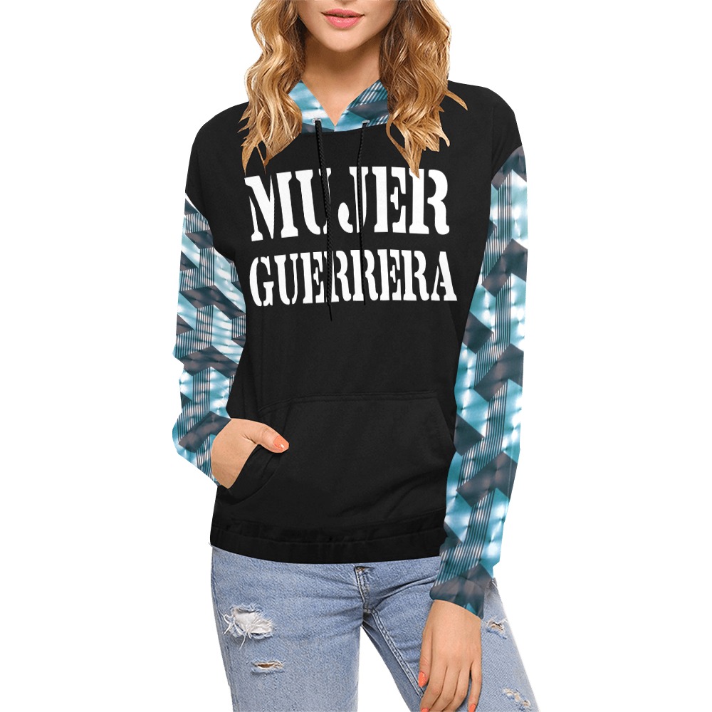 MUJER GUERRERA All Over Print Hoodie for Women (USA Size) (Model H13)