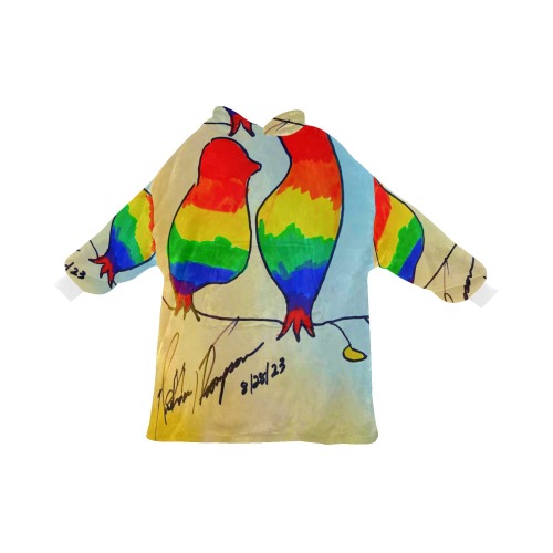 Rainbow Birds Blanket Hoodie for Kids