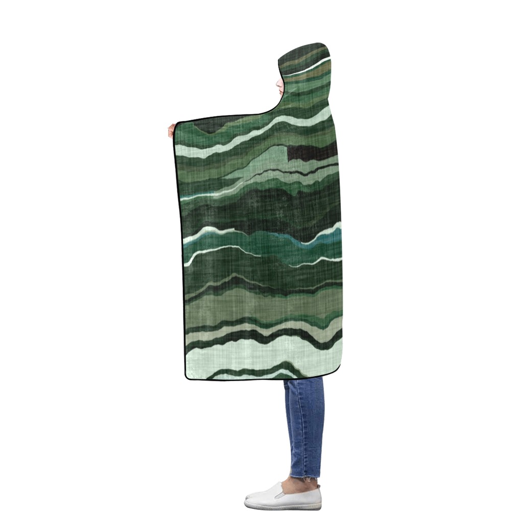 Camo brushstrokes green 3 Flannel Hooded Blanket 56''x80''