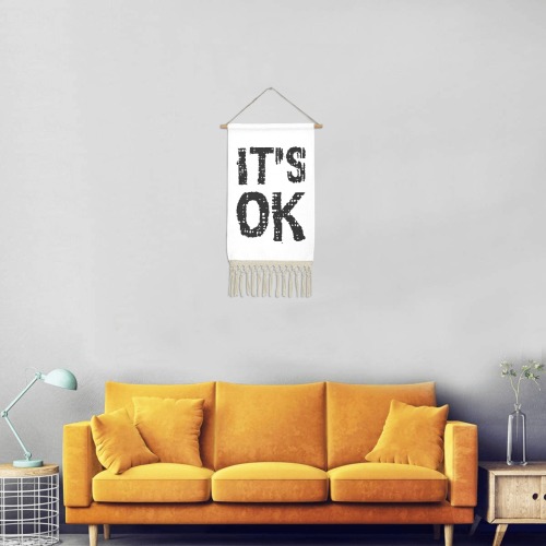 It is OK positive black text. Linen Hanging Poster