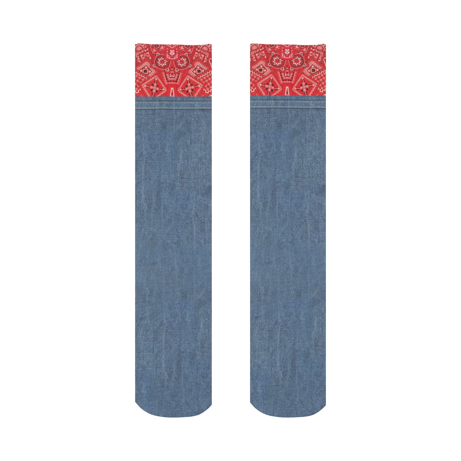 Bandana and Denim-Look All Over Print Socks for Men