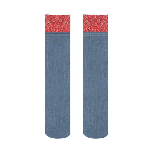 Bandana and Denim-Look All Over Print Socks for Men
