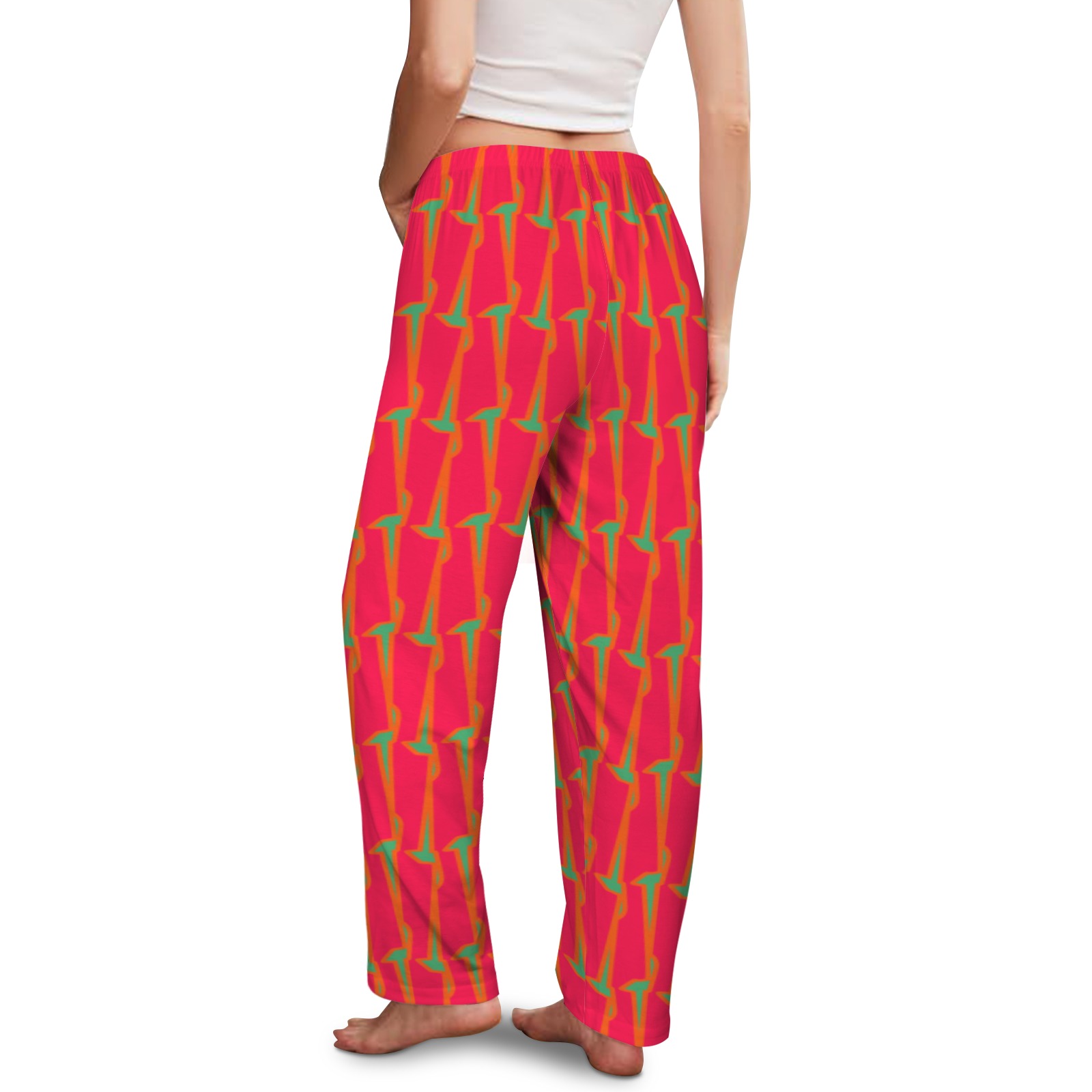 fucsia teal orange Women's Pajama Trousers without Pockets-New