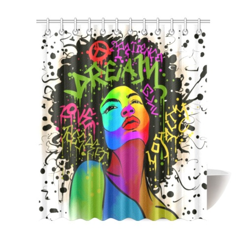 dream-graffiti-afro-black-women-gift-art-african-american-long-sleeve-t-shirt_optimized Shower Curtain 72"x84"