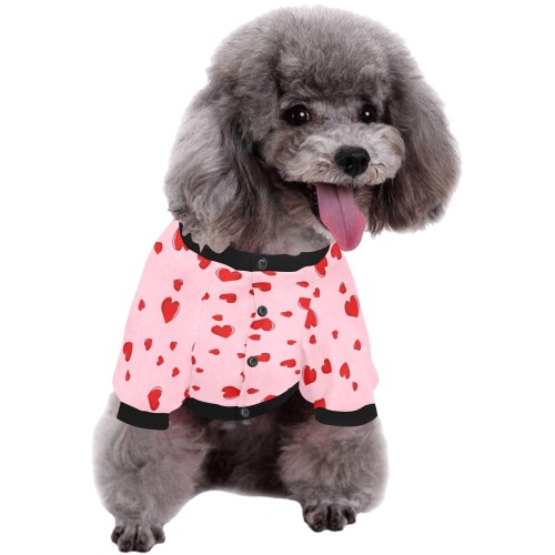 Red Hearts Floating on Pink Pet Dog Round Neck Shirt