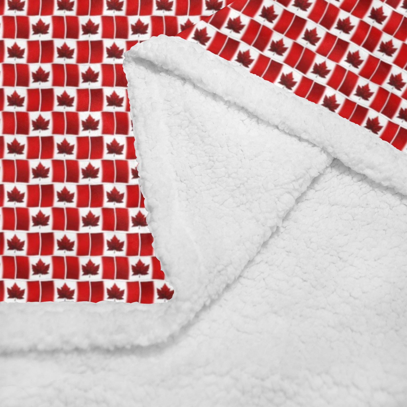 Cozy Canadian Flag Double Layer Short Plush Blanket 50"x60"