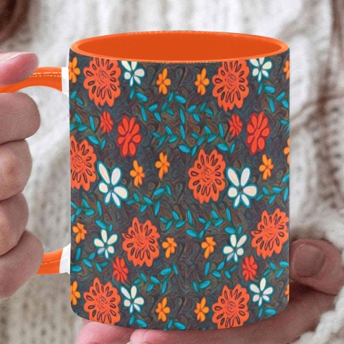 Pretty floral pattern Custom Inner Color Mug (11oz)