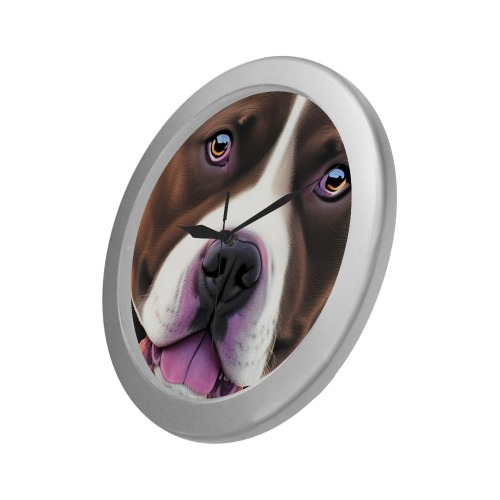 Staffordshire Bull Terrier Silver Color Wall Clock