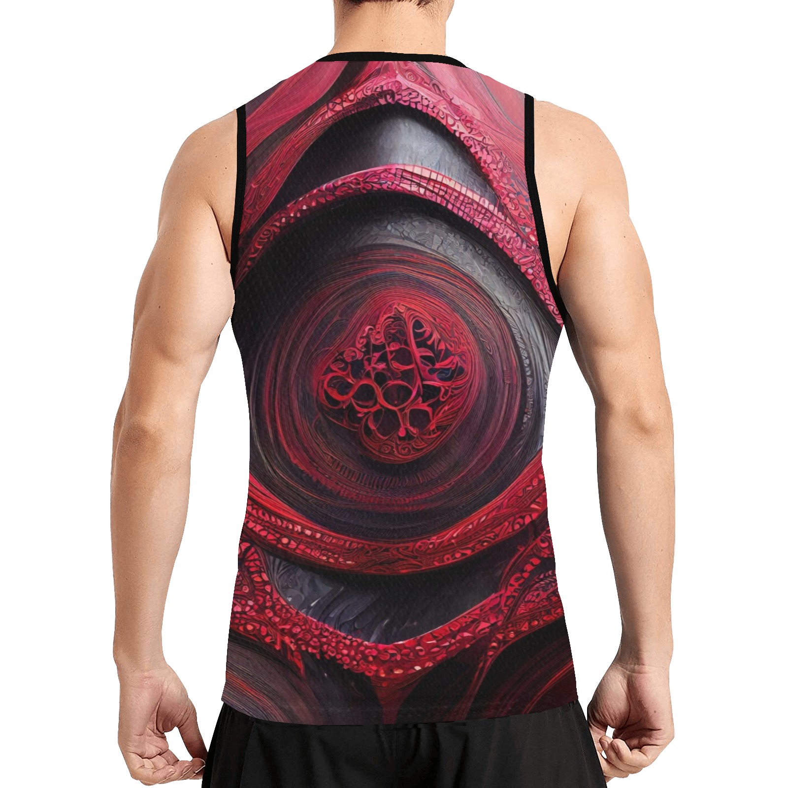 red circular pattern All Over Print Basketball Jersey