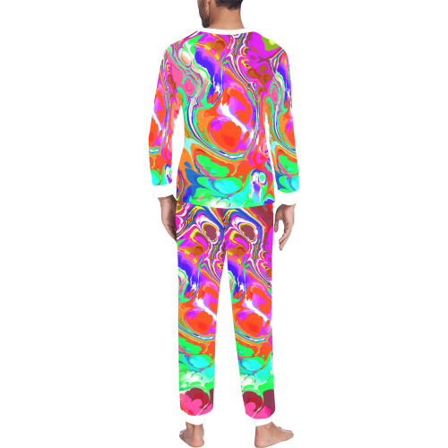 Psychedelic Abstract Marble Artistic Dynamic Paint Art Men's All Over Print Pajama Set