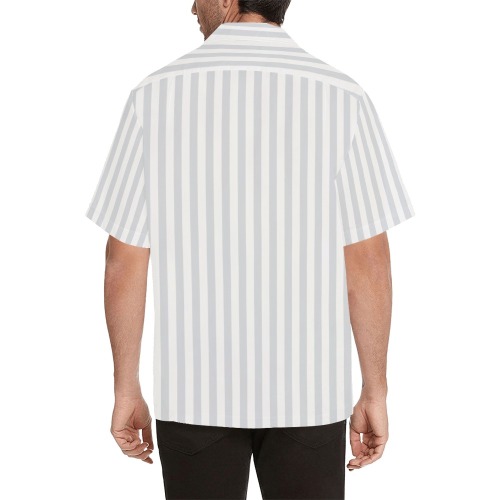 Cream Stripe Pattern Men's Hawaiian Shirt Hawaiian Shirt with Merged Design (Model T58)