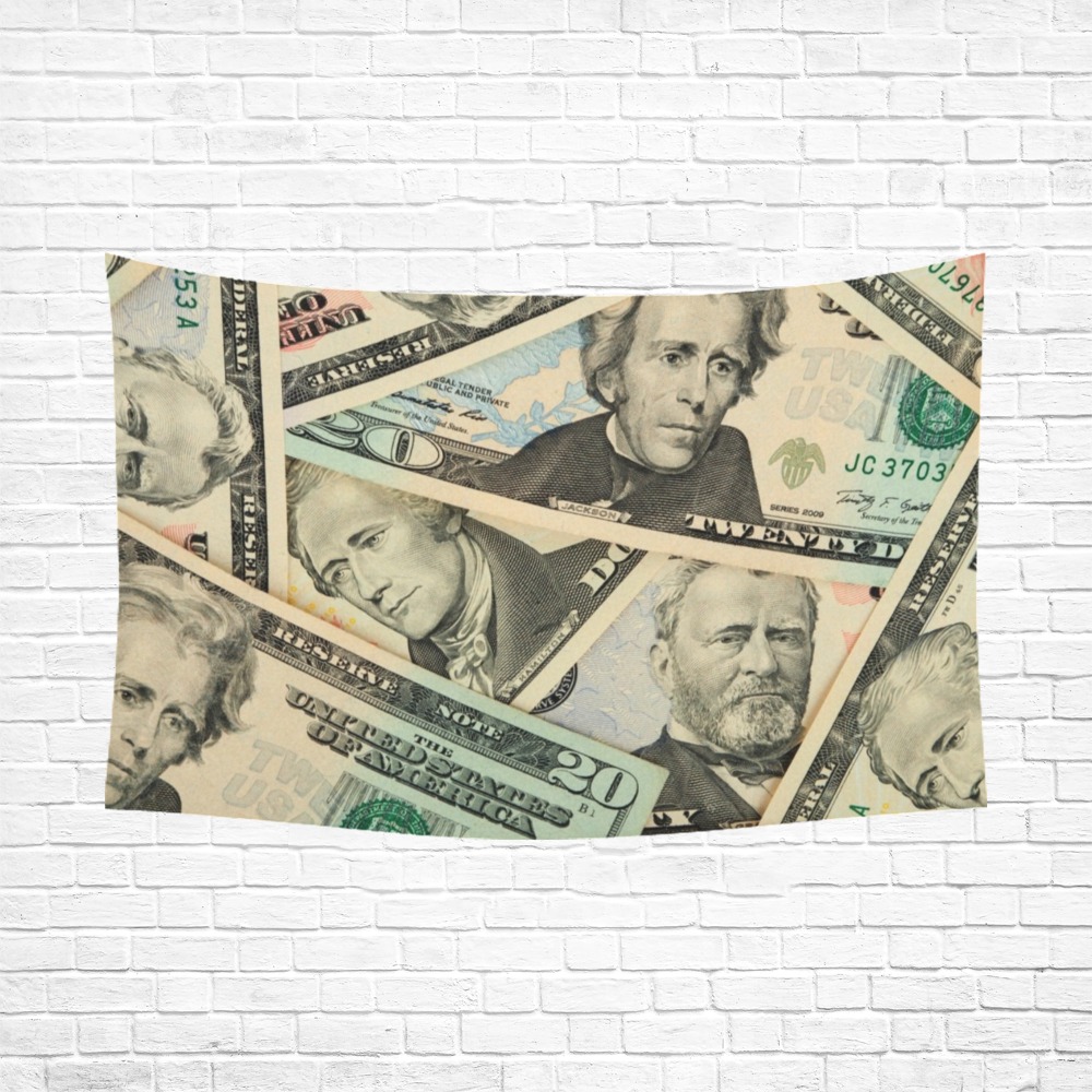 US PAPER CURRENCY Polyester Peach Skin Wall Tapestry 90"x 60"