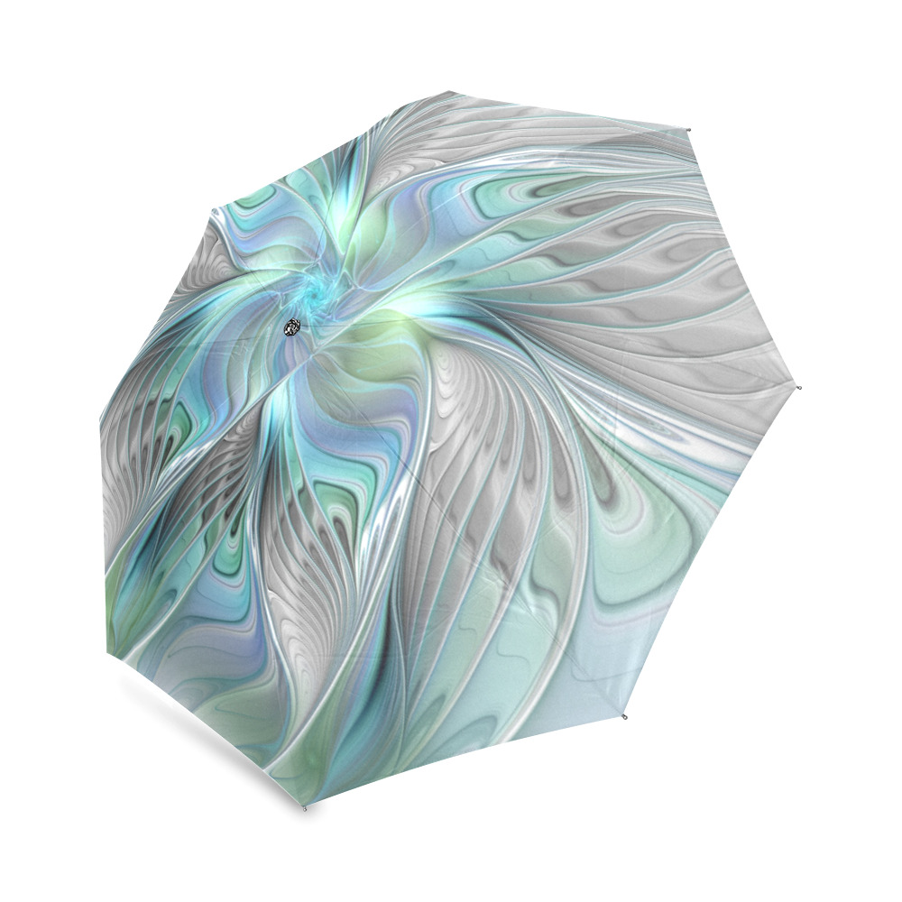 Abstract Blue Green Butterfly Fantasy Fractal Art Foldable Umbrella (Model U01)