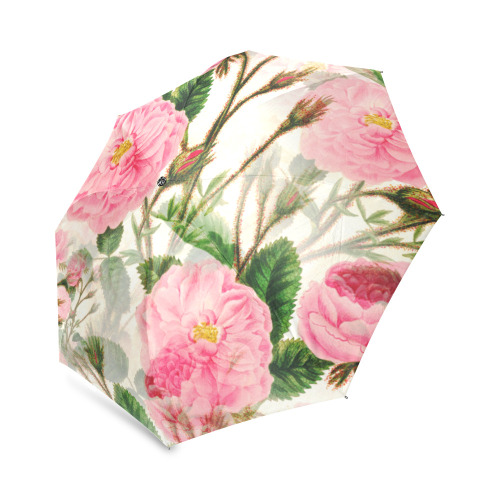 Vintage Pink Rose Garden Blossom Foldable Umbrella (Model U01)