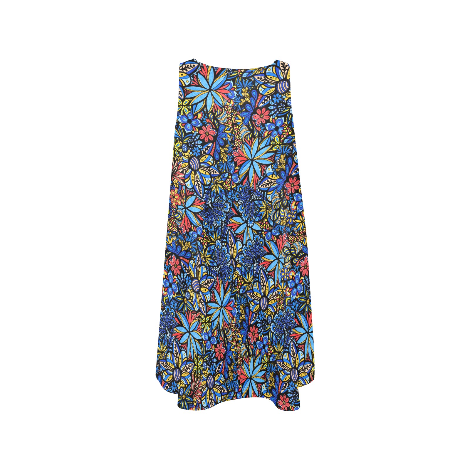 Talavera Bouquet - Small Pattern Sleeveless A-Line Pocket Dress (Model D57)