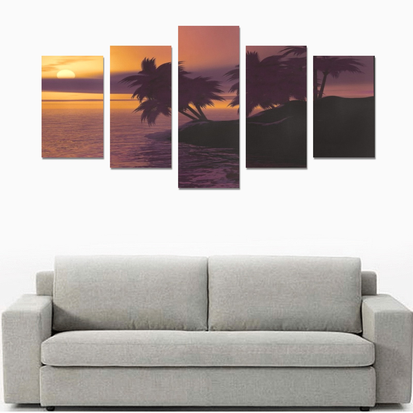 beach sunset Canvas Print Sets C (No Frame)