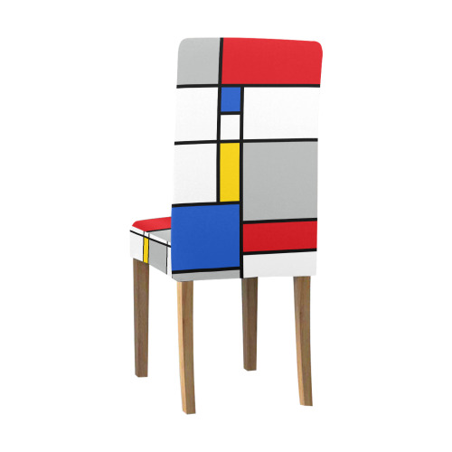 Geometric Retro Mondrian Style Color Composition Chair Cover (Pack of 6)
