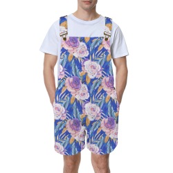 Mini dolphins in the florals PV3 Unisex Shorts Suspender Jumpsuit (Model L78)