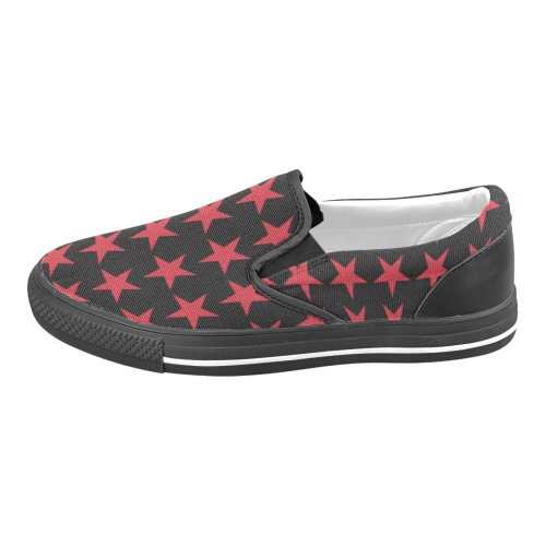 Star Red Men's Unusual Slip-on Canvas Shoes (Model 019)