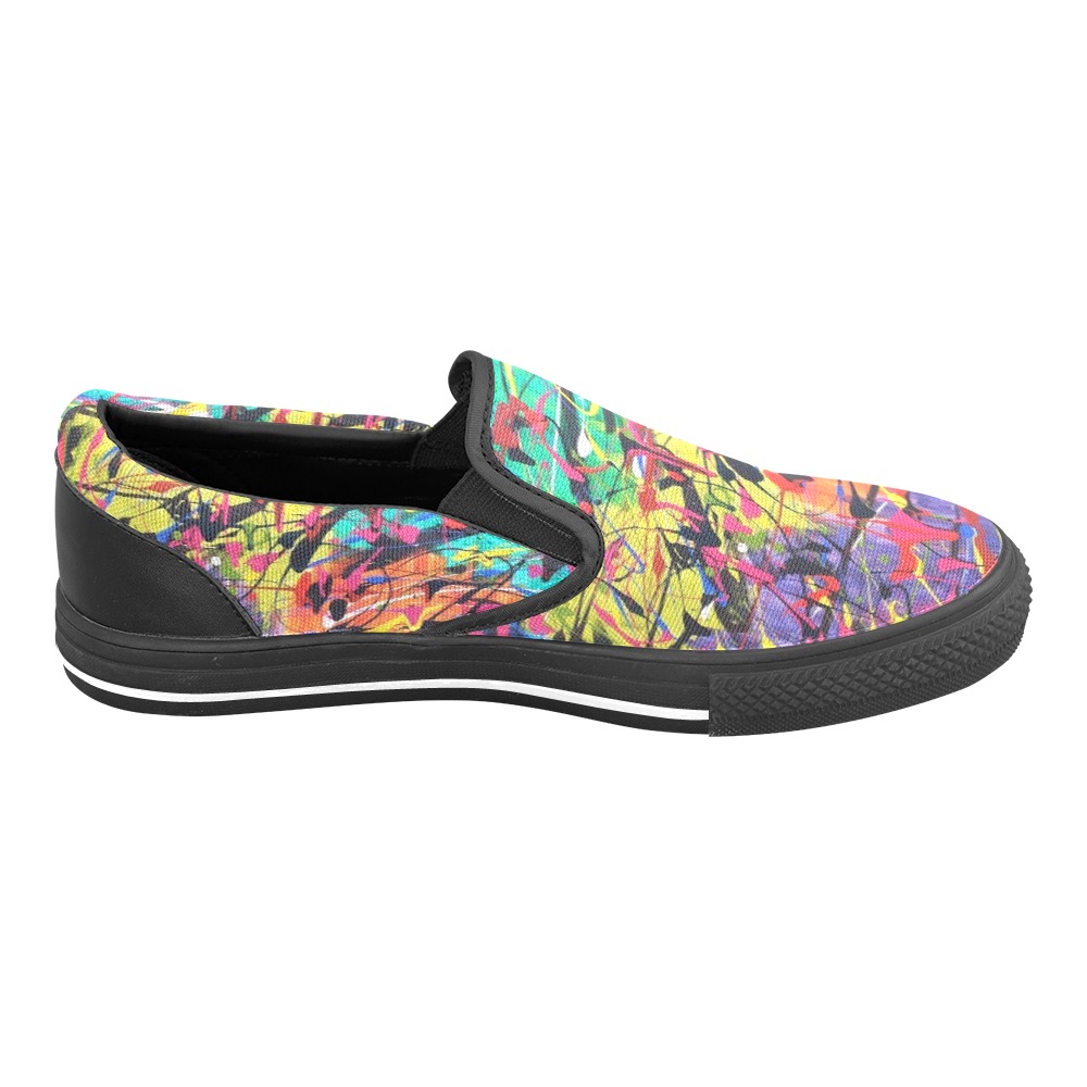 Chaos Black Women's Slip-on Canvas Shoes (Model 019)