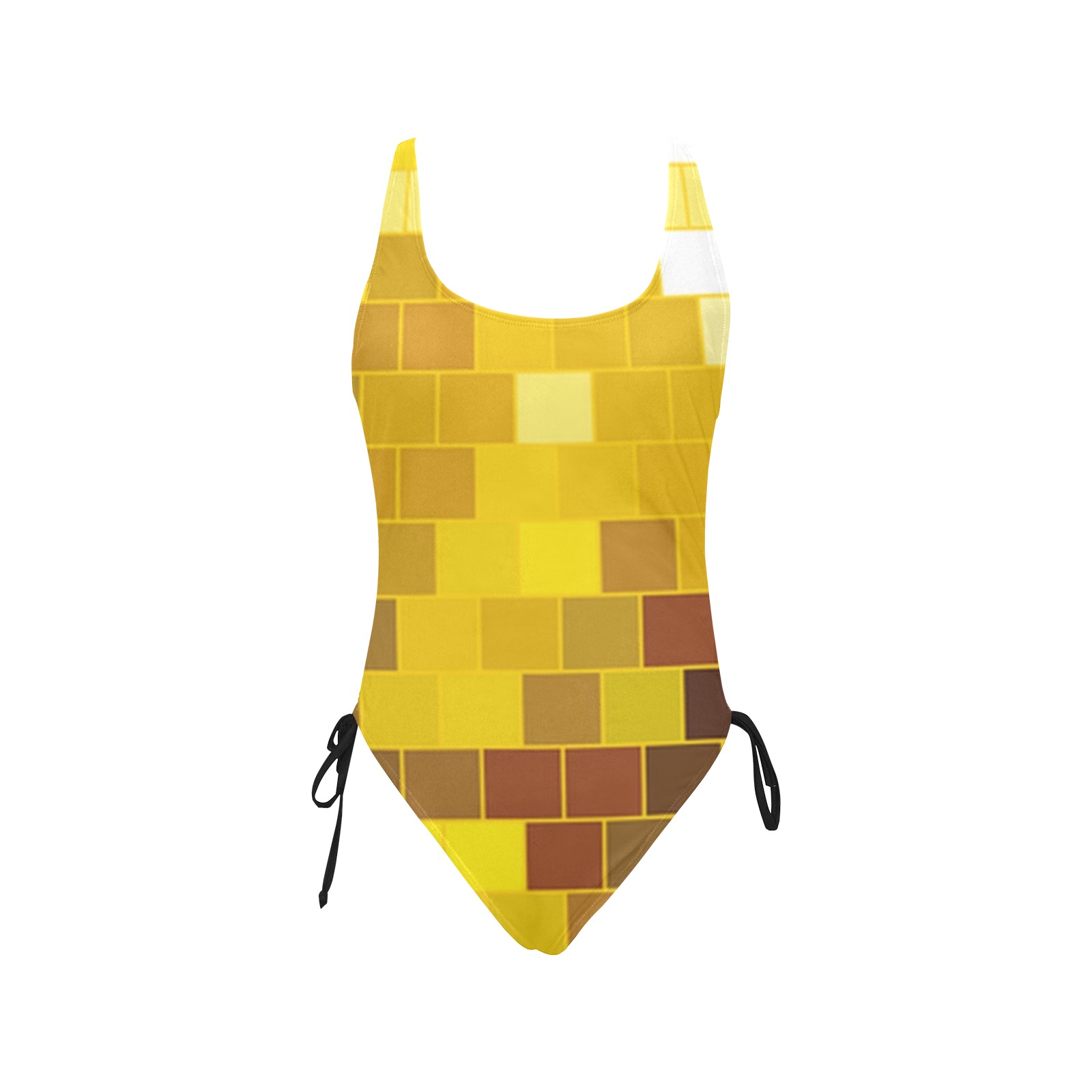 DISCO BALL 2 Drawstring Side One-Piece Swimsuit (Model S14)