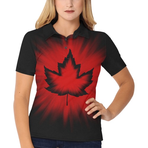 New Canada Team Shirts Women's All Over Print Polo Shirt (Model T55)