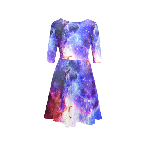 Mystical fantasy deep galaxy space - Interstellar cosmic dust Half Sleeve Skater Dress (Model D61)