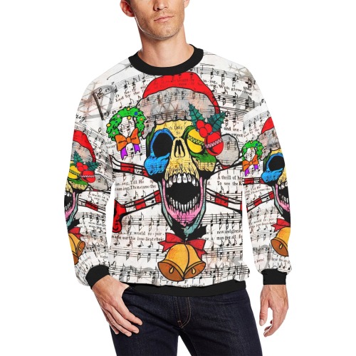 Skull Christmas by Nico Bielow Men's Oversized Fleece Crew Sweatshirt (Model H18)