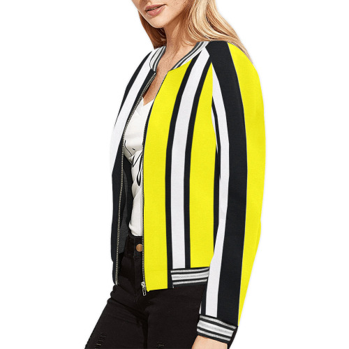 by stripes All Over Print Bomber Jacket for Women (Model H21)