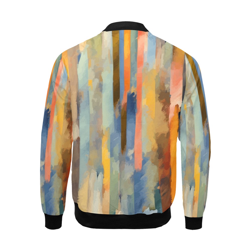 Colorful vertical lines of long brush strokes art All Over Print Bomber Jacket for Men (Model H19)