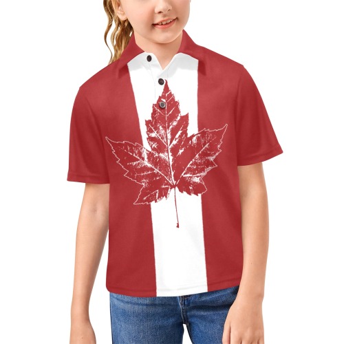 Cool Girl's Canada Team Big Girls' All Over Print Polo Shirt (Model T55)