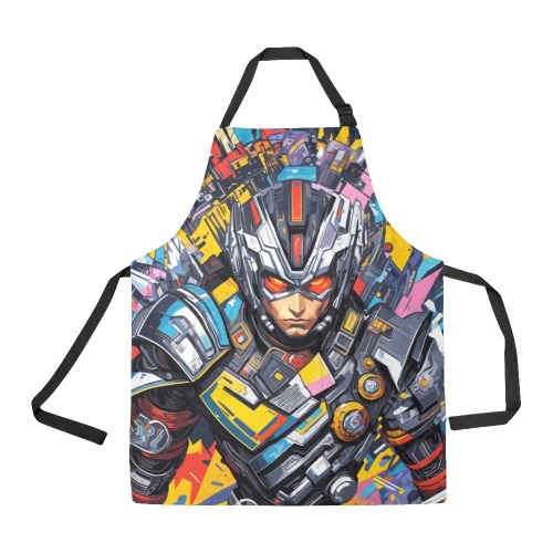 Striking abstract art of a futuristic cyborg man. All Over Print Apron
