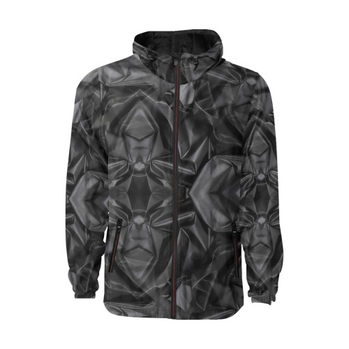 Black Wet Look by Nico Bielow All Over Print Quilted Windbreaker for Men (Model H35)