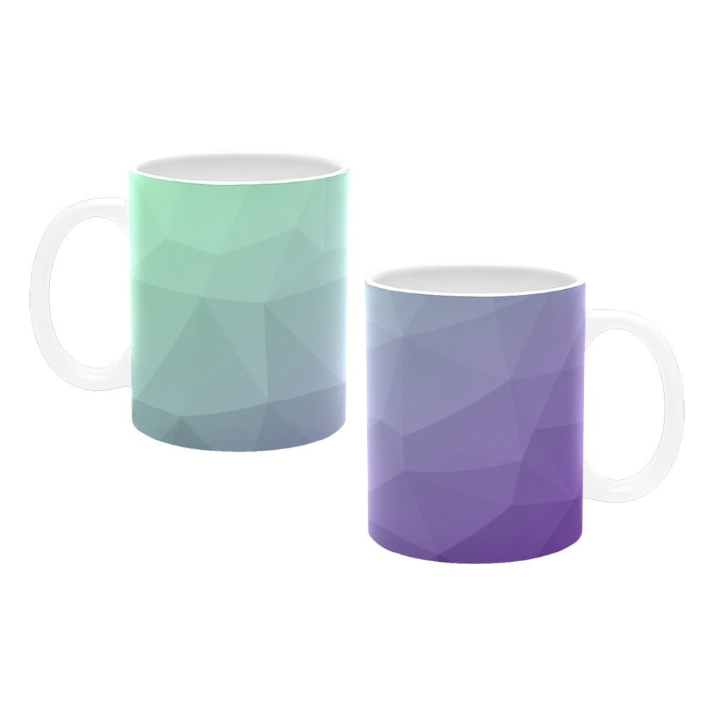 Purple green ombre gradient geometric mesh pattern White Mug(11OZ)