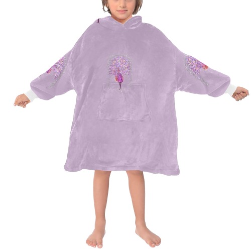 peacocq pink Blanket Hoodie for Kids