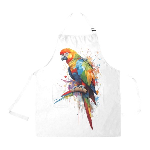 Colorful parrot bird elegant fantasy art. All Over Print Apron