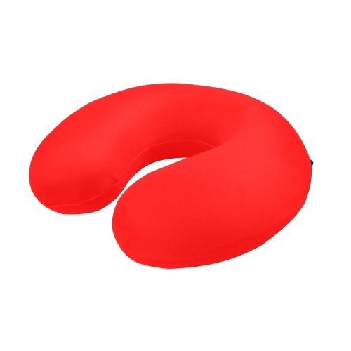 Merry Christmas Red Solid Color U-Shape Travel Pillow