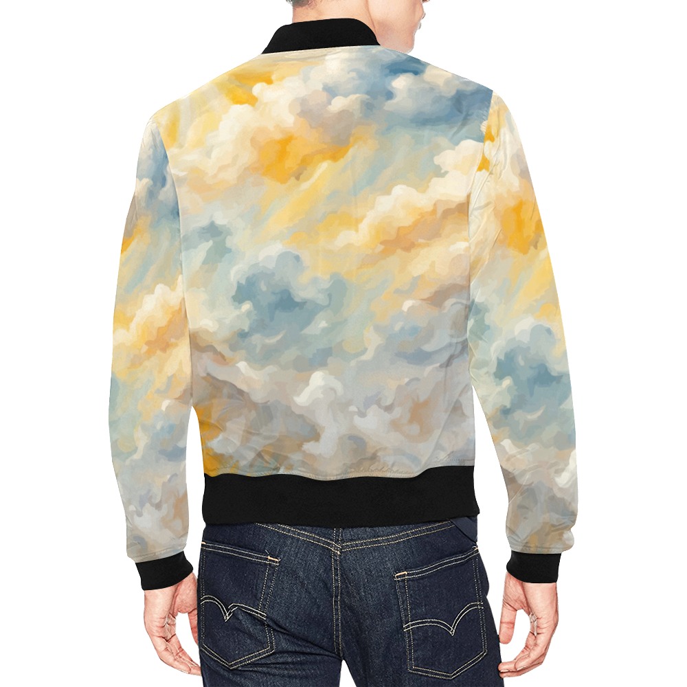Sun is shining above the colorful clouds cool art All Over Print Bomber Jacket for Men (Model H19)