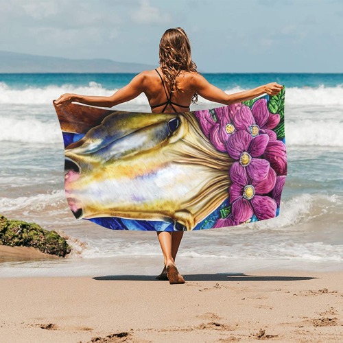 Boho Simulated Quilt Horse Artwork Beach Towel 30"x 60"
