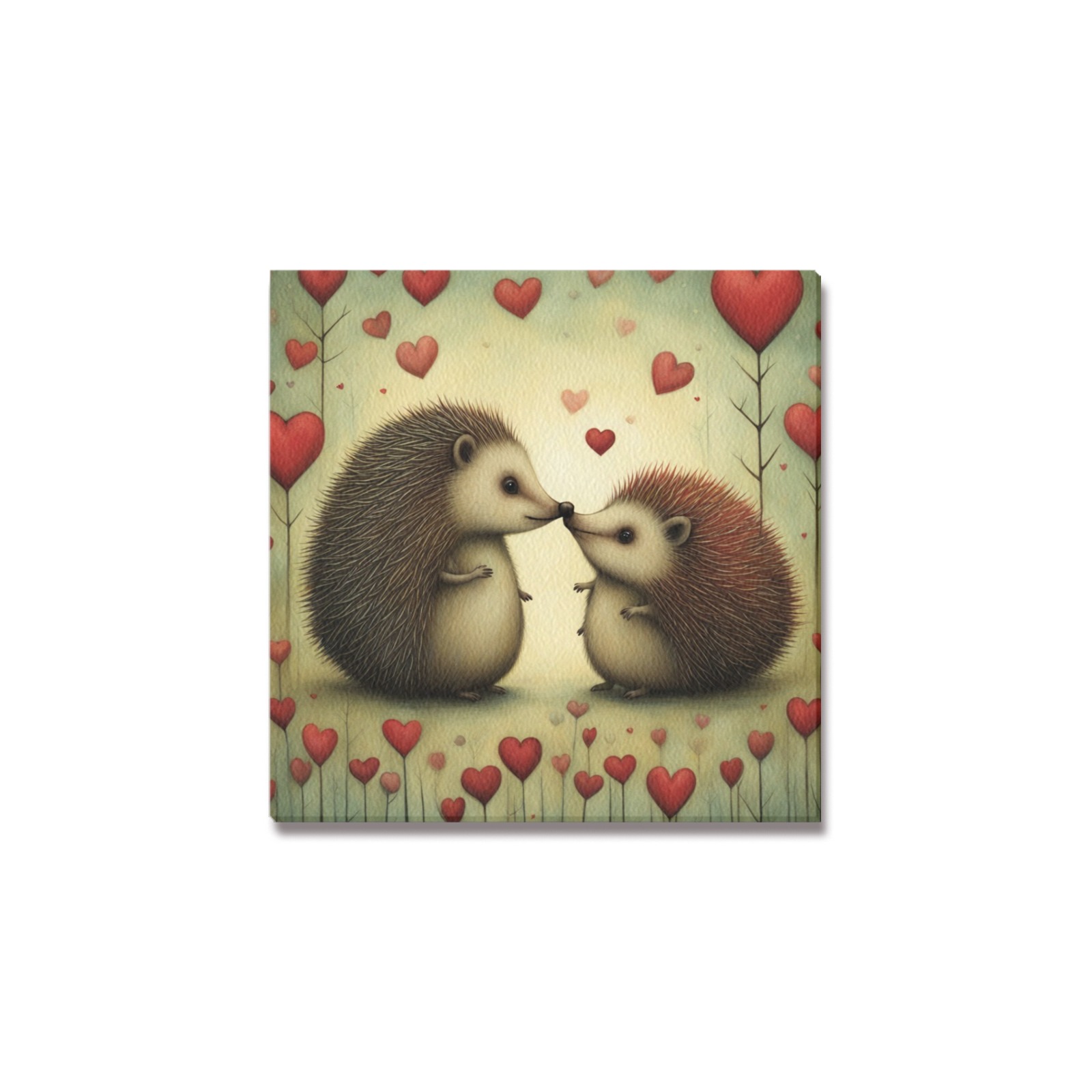Hedgehog Love 1 Upgraded Canvas Print 12"x12"
