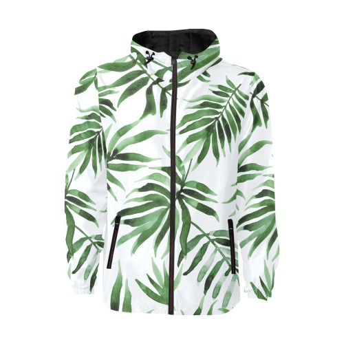watercolor_green_leaf_pattern1 All Over Print Quilted Windbreaker for Men (Model H35)