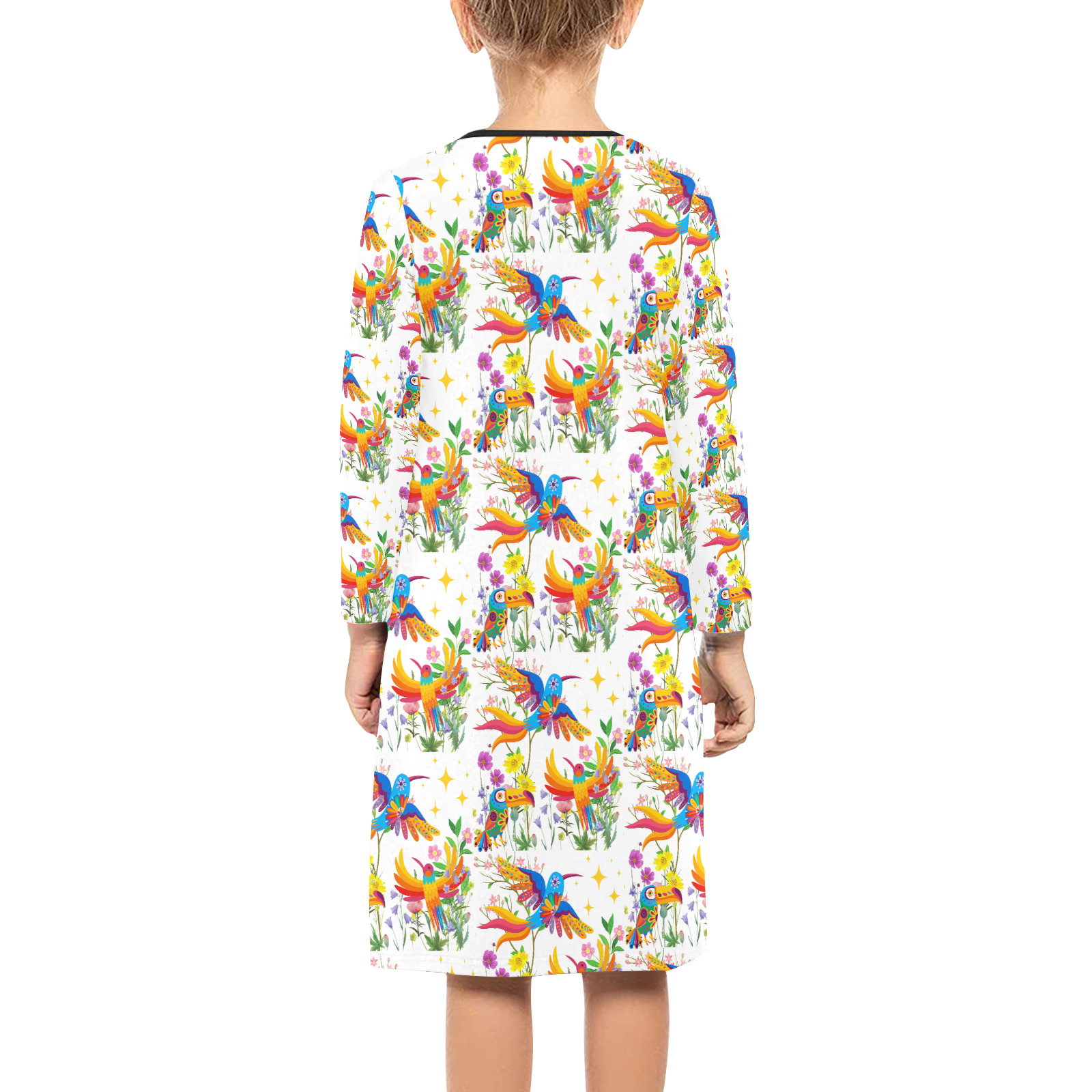 Birds of Paradise Girls' Long Sleeve Dress (Model D59)